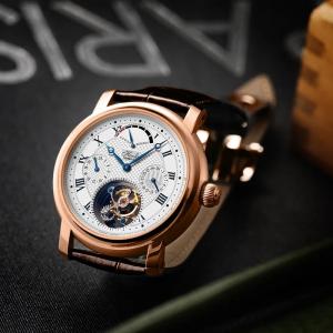 Haofa Luxury 18K Solid Gold Tourbillon Watch for Men Multi-function Dial Manual Mechanical Watch Sapphire Business Casual K011