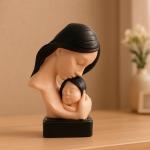 Resin Mother Child Son Daughter Idol Statue Heart Warming Mother's Love - Baby Shower for Mom, Handcrafted Mother Baby Showpiece Gift (Skin)