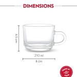 6pc Mug Set | Made in India Borosilicate Glass Cup Set for Chai, Green Tea, Coffee, Milk | Microwave Safe, Scratch Resistance, Lightweight | Transparent (Chai Time (210ml))