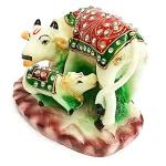 Cow With Baby Calf For Kids & Good Luck Gift Item with Marble Sindur Dani| Marble Dust Idol For Home Décor Showpiece| Polyresin Figurine| Approx Size 2.75 Inch & Wt 380 Gm Pack Of 2