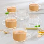 6pc Mug Set | Made in India Borosilicate Glass Cup Set for Chai, Green Tea, Coffee, Milk | Microwave Safe, Scratch Resistance, Lightweight | Transparent (Chai Time (210ml))