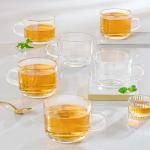 6pc Mug Set | Made in India Borosilicate Glass Cup Set for Chai, Green Tea, Coffee, Milk | Microwave Safe, Scratch Resistance, Lightweight | Transparent (Chai Time (210ml))