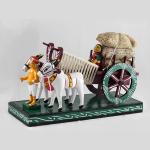 Handcrafted Kondapalli Wooden Bullock Cart Toy with Farmer Couple - Embrace The Rustic Charm of Rural India with This Traditional Decor Piece | Good for Navratri Golu, Bommala Koluvu
