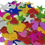 Glitter Foam Self Adhesive Smile Stickers for Art and Craft (Multicolour; Medium)