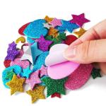 Glitter Foam Self Adhesive Smile Stickers for Art and Craft (Multicolour; Medium)