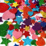 Glitter Foam Self Adhesive Smile Stickers for Art and Craft (Multicolour; Medium)