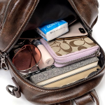 Women‘s Backpacks 2025 New PU Oil Wax Leather Retro Style Women Shoulder Bag Fashion Girls Student Knapsack C9855