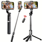 40 inch Retractable Selfie Stick Professional floor tripod for live streaming, with wireless remote, 360° rotation, stable anti-